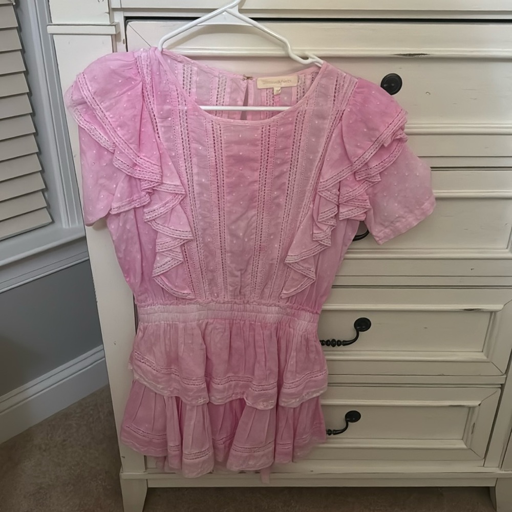 Loveshack Fancy Natasha Pink Mini Dress